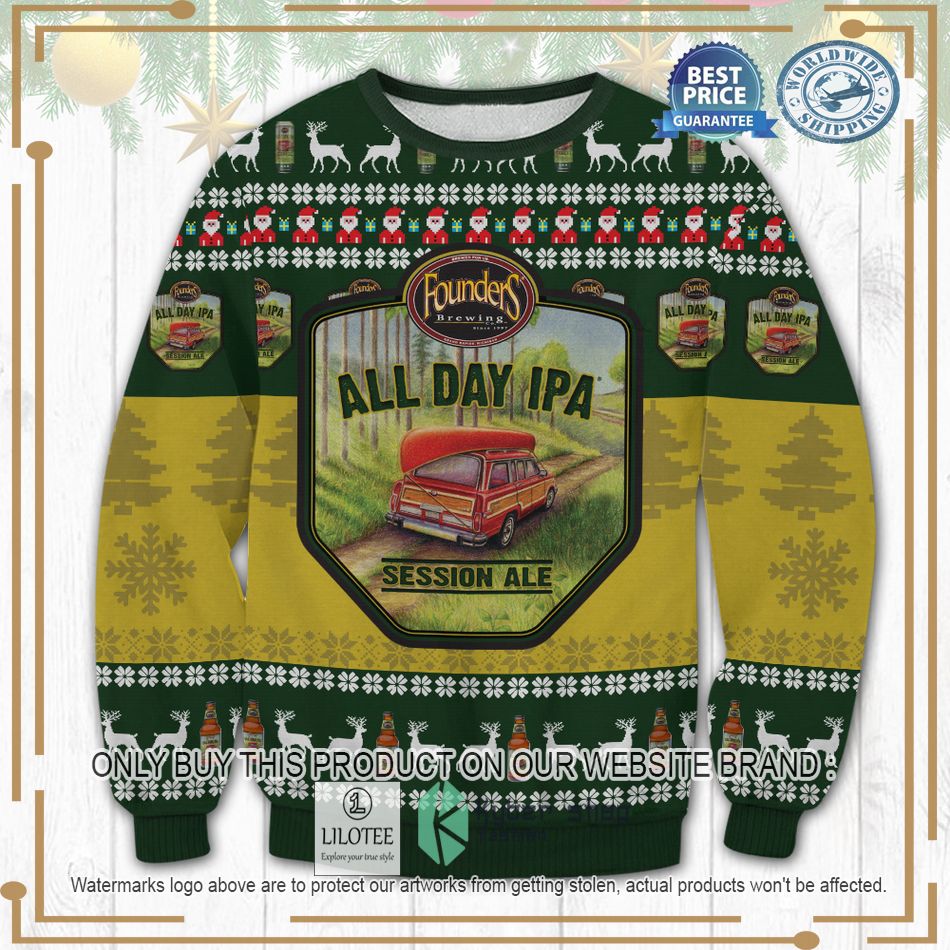 santa claus founders all day ipa ugly christmas sweater 1 56334