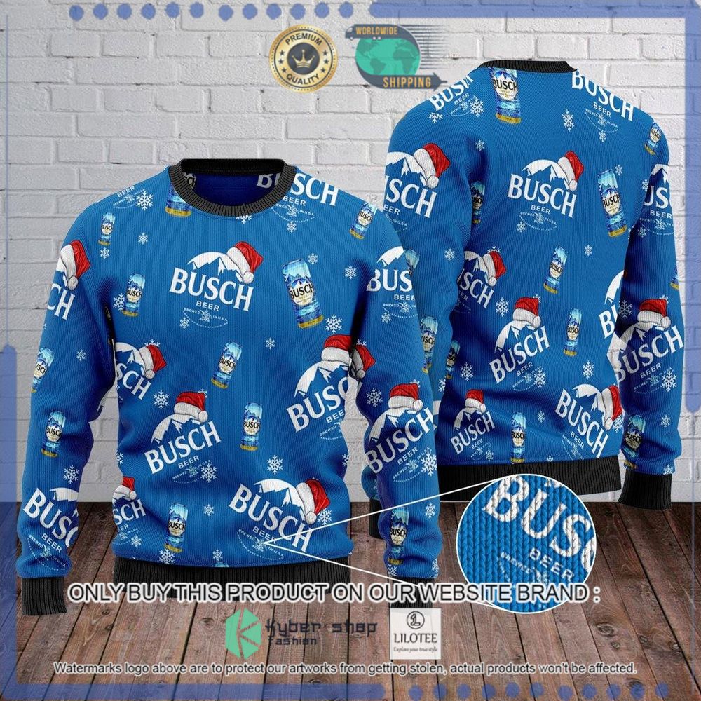 santa hat busch blue christmas sweater 1 52709