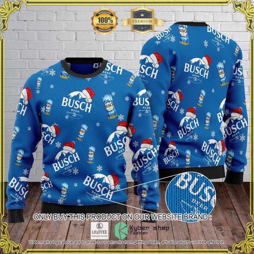santa hat busch blue christmas sweater 1 93001