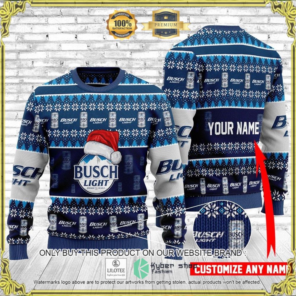 santa hat busch light beer your name christmas sweater 1 85890