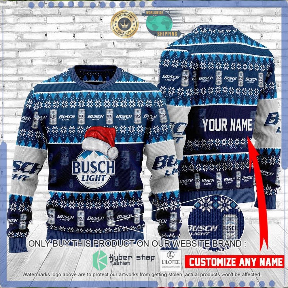santa hat busch light beer your name christmas sweater 1 99087