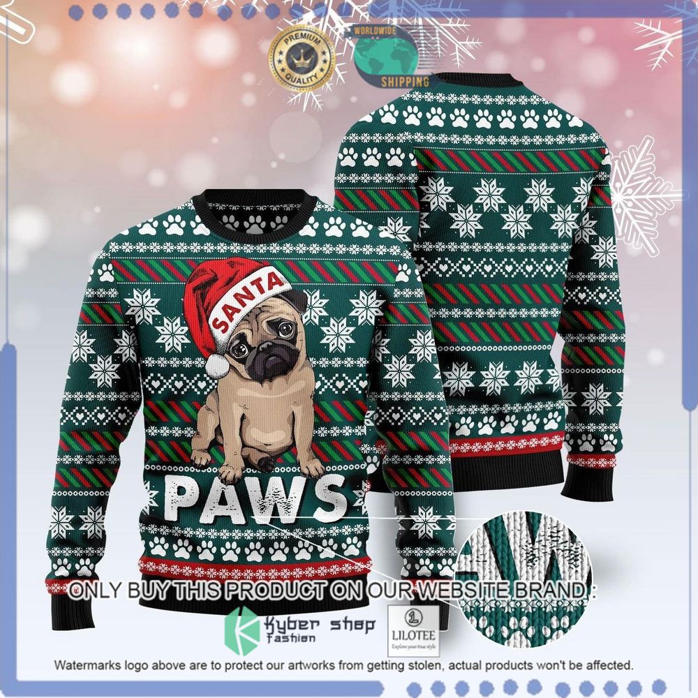 santa pug paws christmas sweater 1 88959