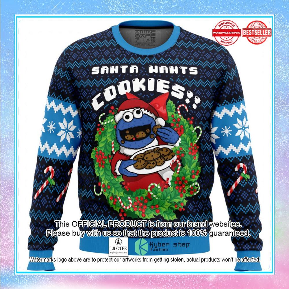 santas cookies cookie monster sweater christmas 1 654