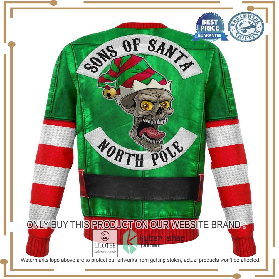 santas little biker help ugly christmas sweater 4 20845