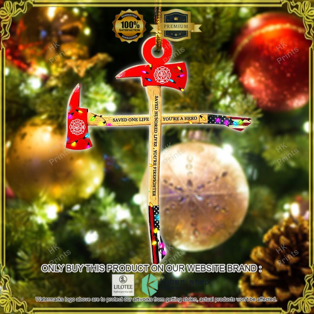 saved hundred lives you re firefighter cross christmas ornament 1 29929