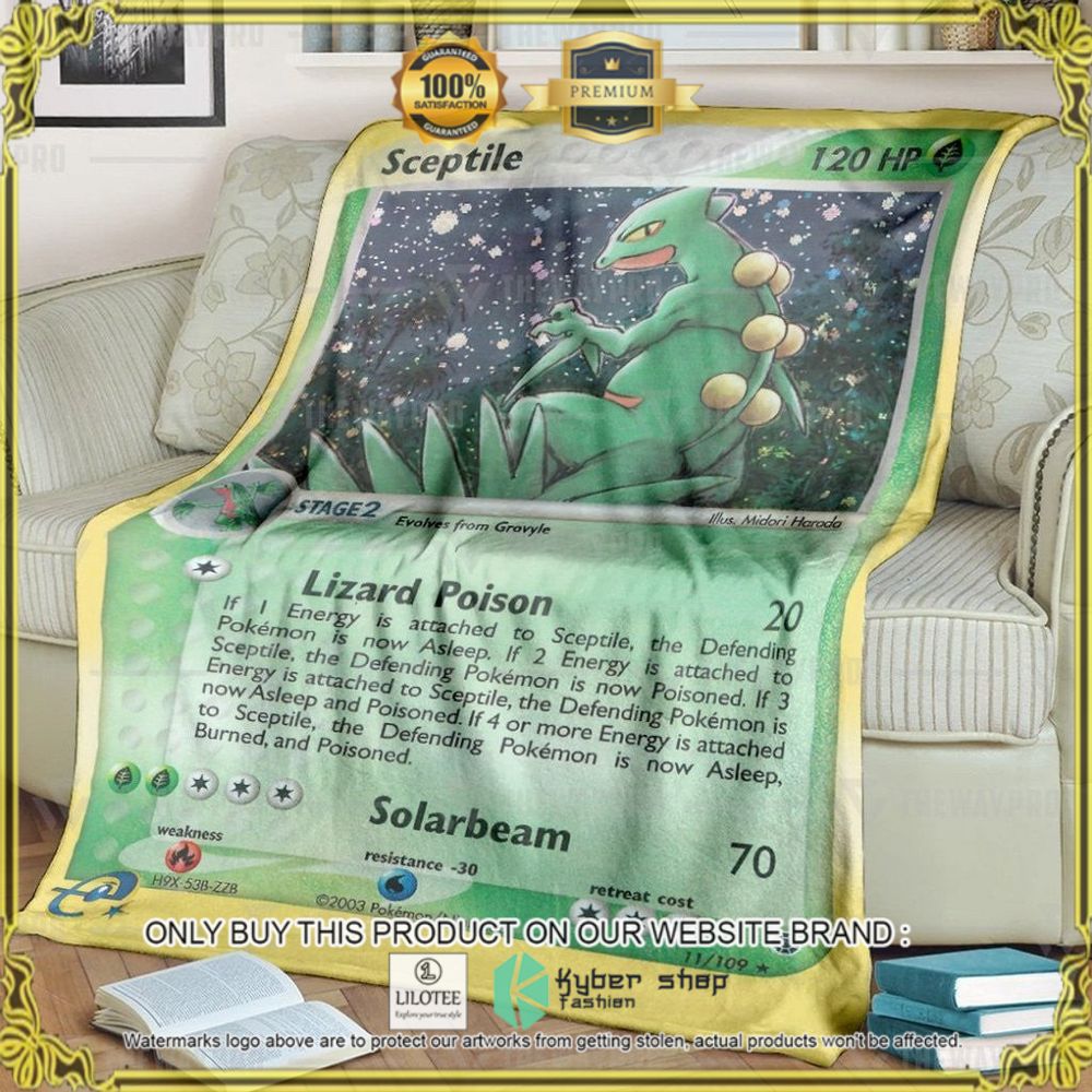 Sceptile Ruby and Sapphire Custom Pokemon Soft Blanket - LIMITED EDITION 6