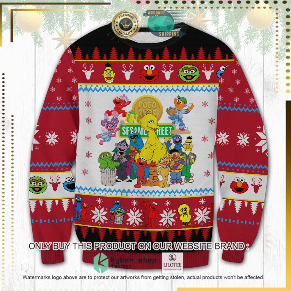 sesame street red white ugly sweater 1 2127