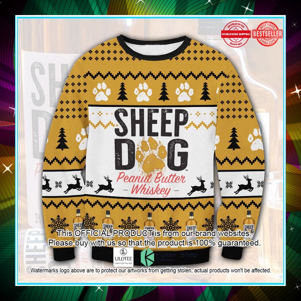 sheep dog peanut butter whiskey christmas sweater 1 707