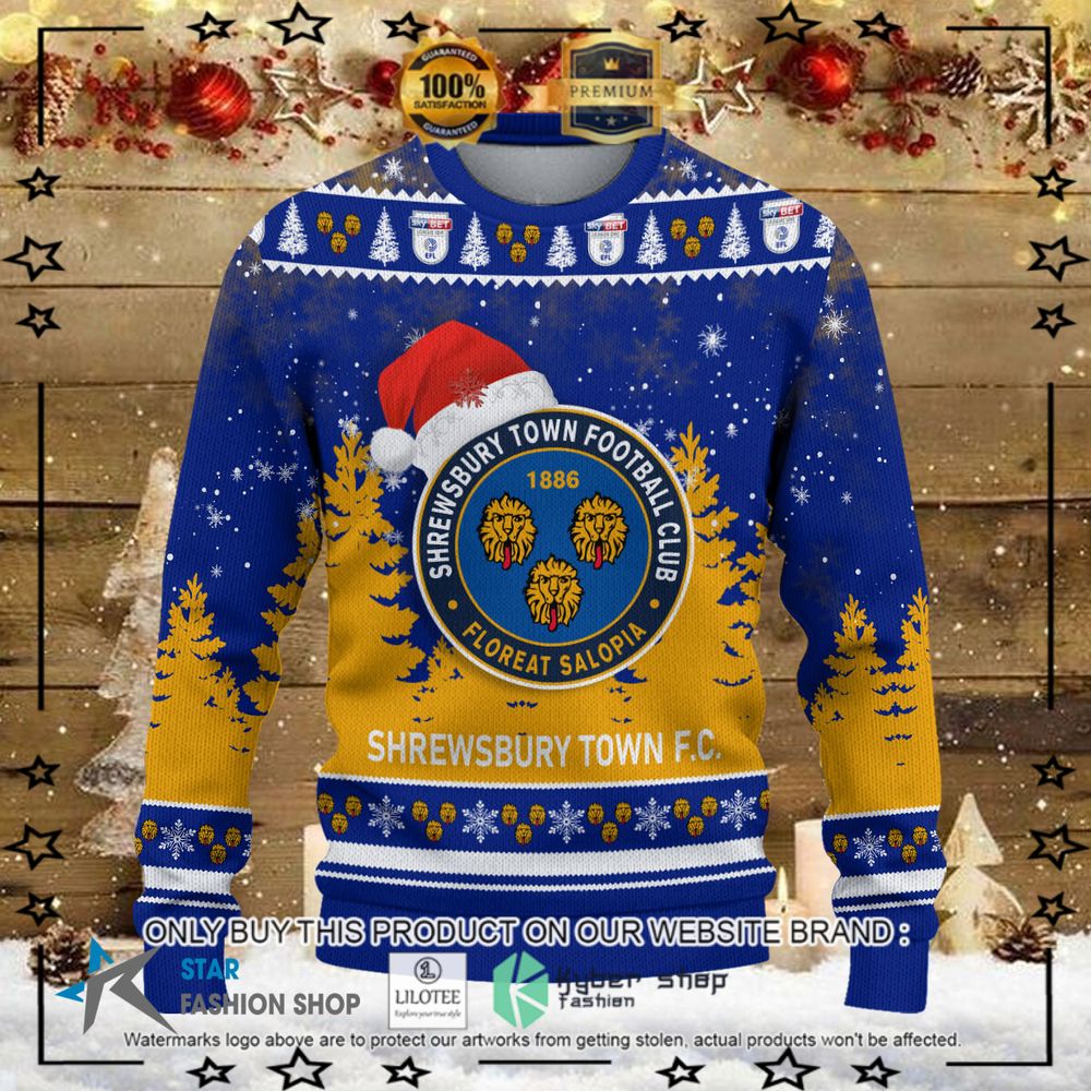 shrewsbury town f c yellow blue christmas sweater 1 46999