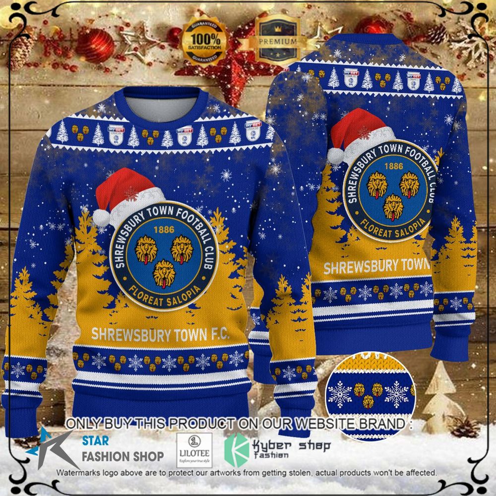 shrewsbury town f c yellow blue christmas sweater 1 97918