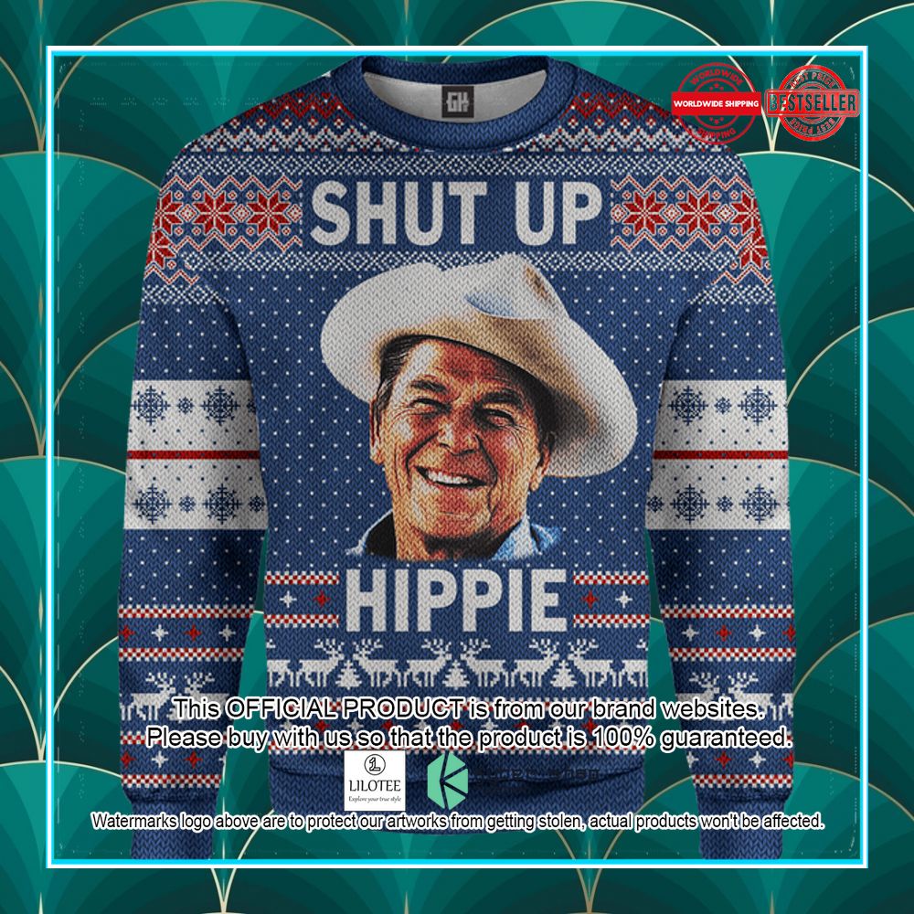 shut up hippie christmas sweater 1 172