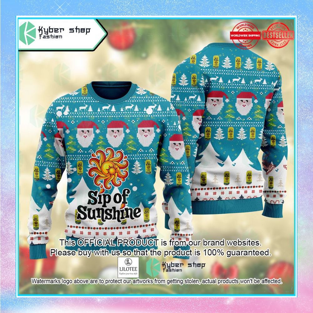 sip of sunshine santa claus blue christmas sweater 1 224