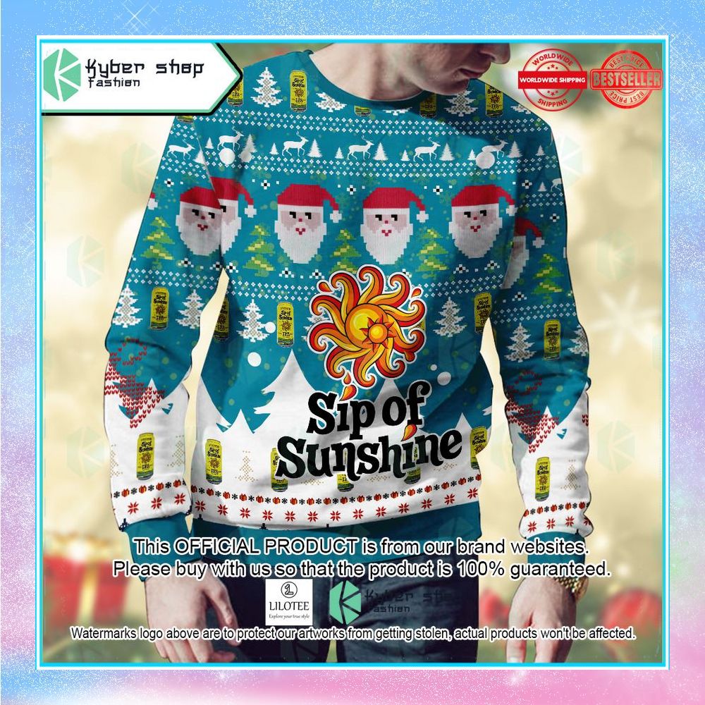 sip of sunshine santa claus blue christmas sweater 2 184