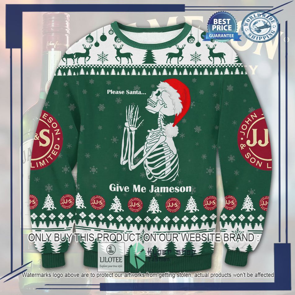 skeleton please santa give me jameson ugly christmas sweater 1 15941