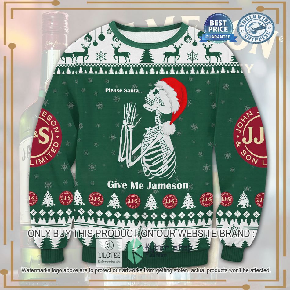 skeleton please santa give me jameson ugly christmas sweater 1 57255