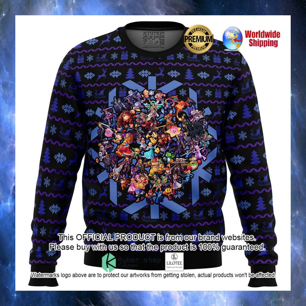Smash Bros Christmas Brawl Game Christmas Sweater - LIMITED EDITION 3 smash bros christmas brawl game christmas sweater 1 924