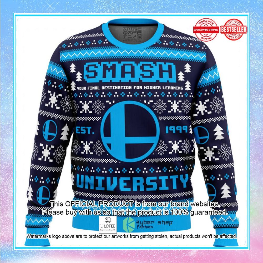 smash university super smash bros christmas sweater 1 913