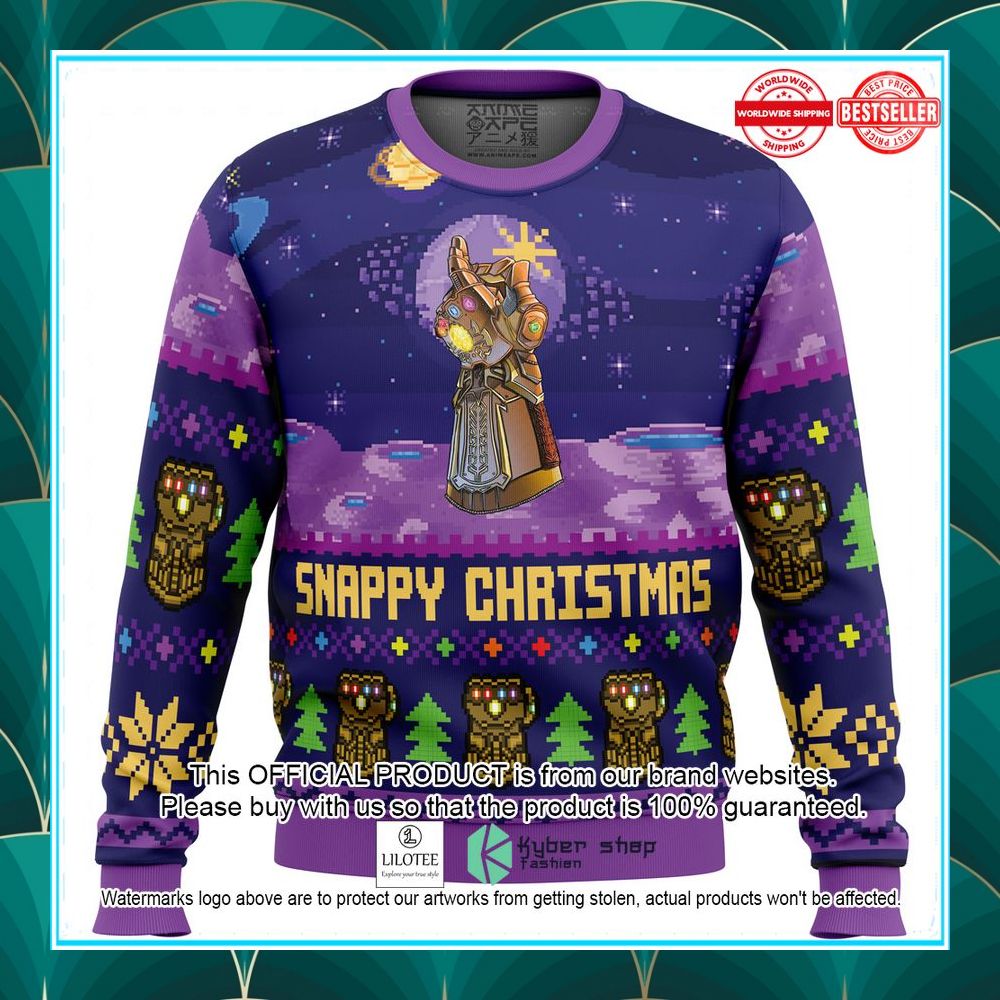 snappy christmas infinity gauntlet marvel christmas sweater 1 125