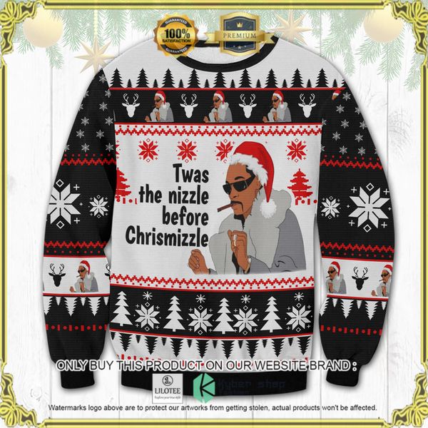 snoop dogg twas the nizzle before christmizzle woolen knitted sweater 1 25721