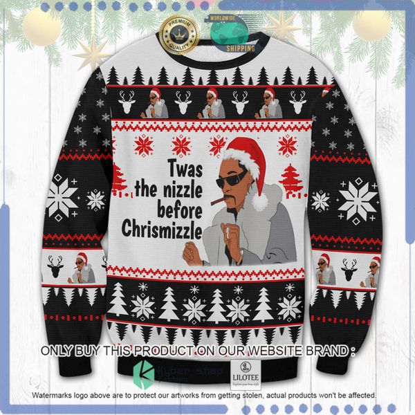 snoop dogg twas the nizzle before christmizzle woolen knitted sweater 1 3730