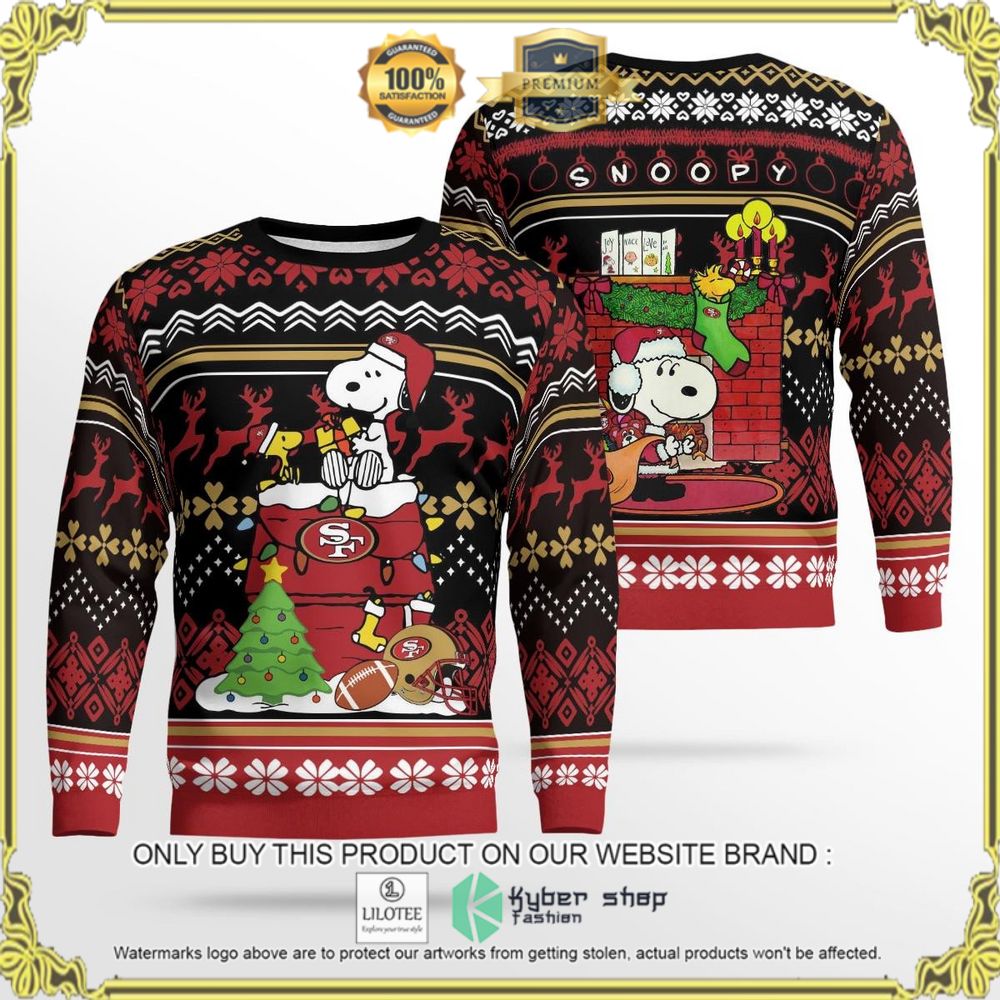 snoopy and woodstock san francisco 49ers christmas sweater 1 2827