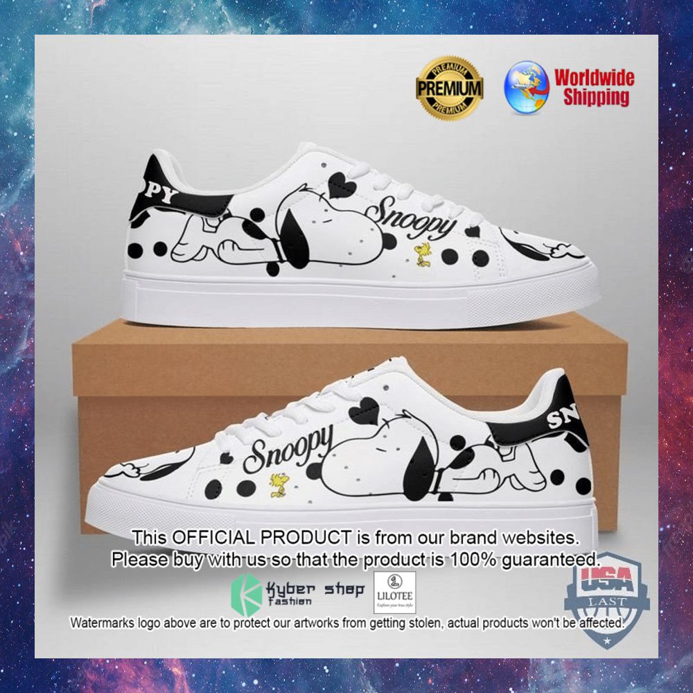 snoopy peanuts and woodstock black white stan smith low top shoes 1 253