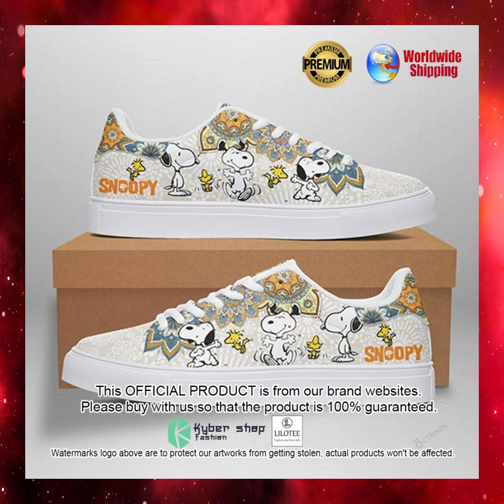 snoopy peanuts and woodstock cartoon stan smith low top shoes 1 967