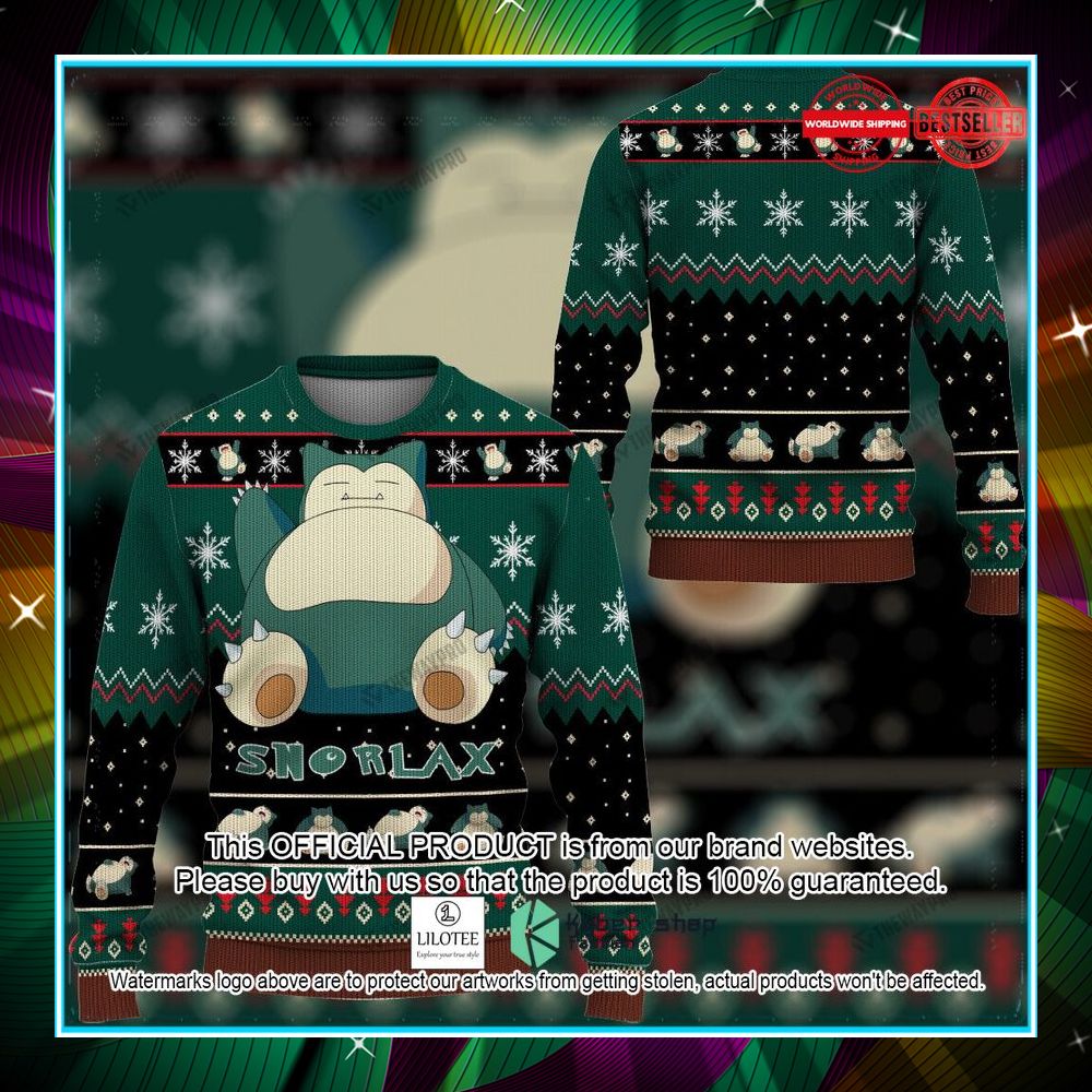 snorlax black green christmas sweater 1 577