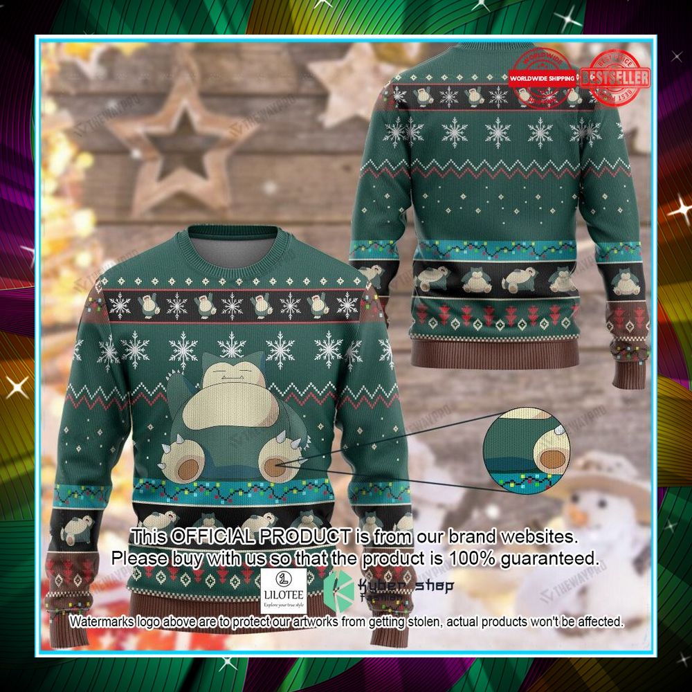snorlax dark green christmas sweater 1 917