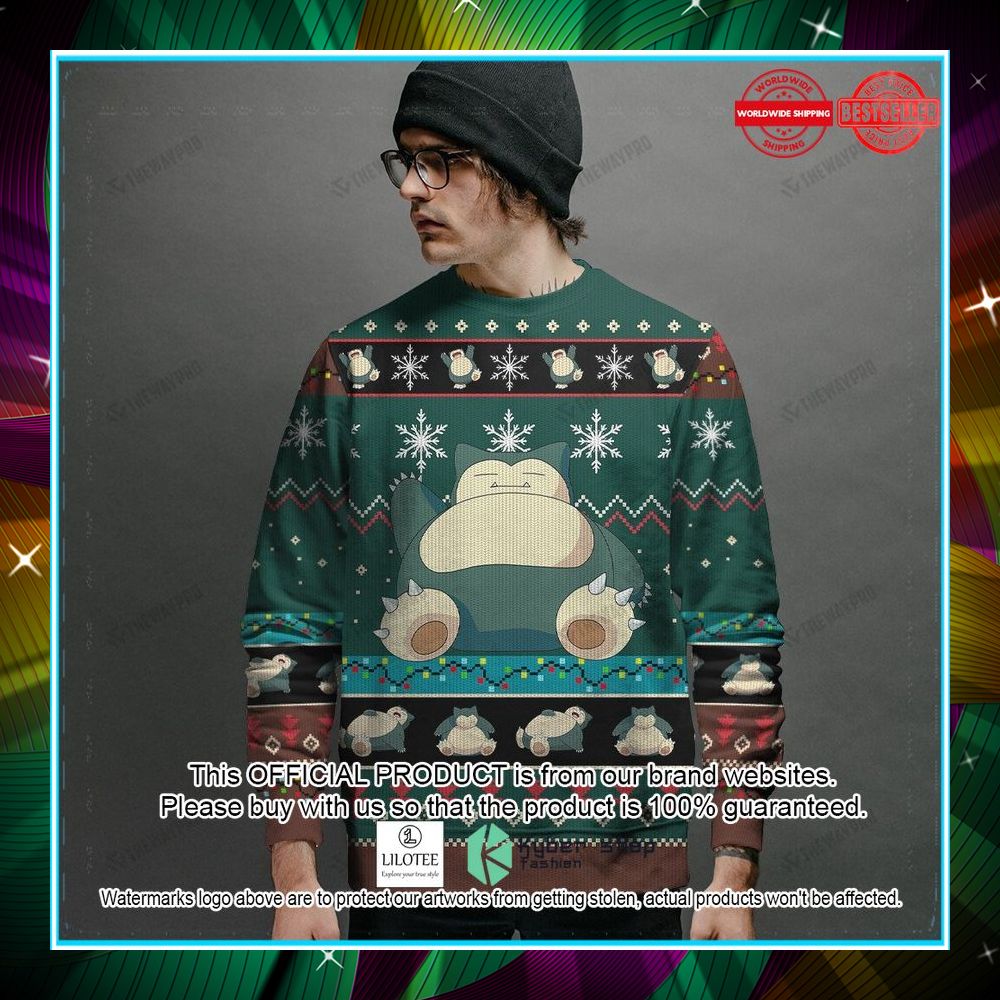 snorlax dark green christmas sweater 2 169