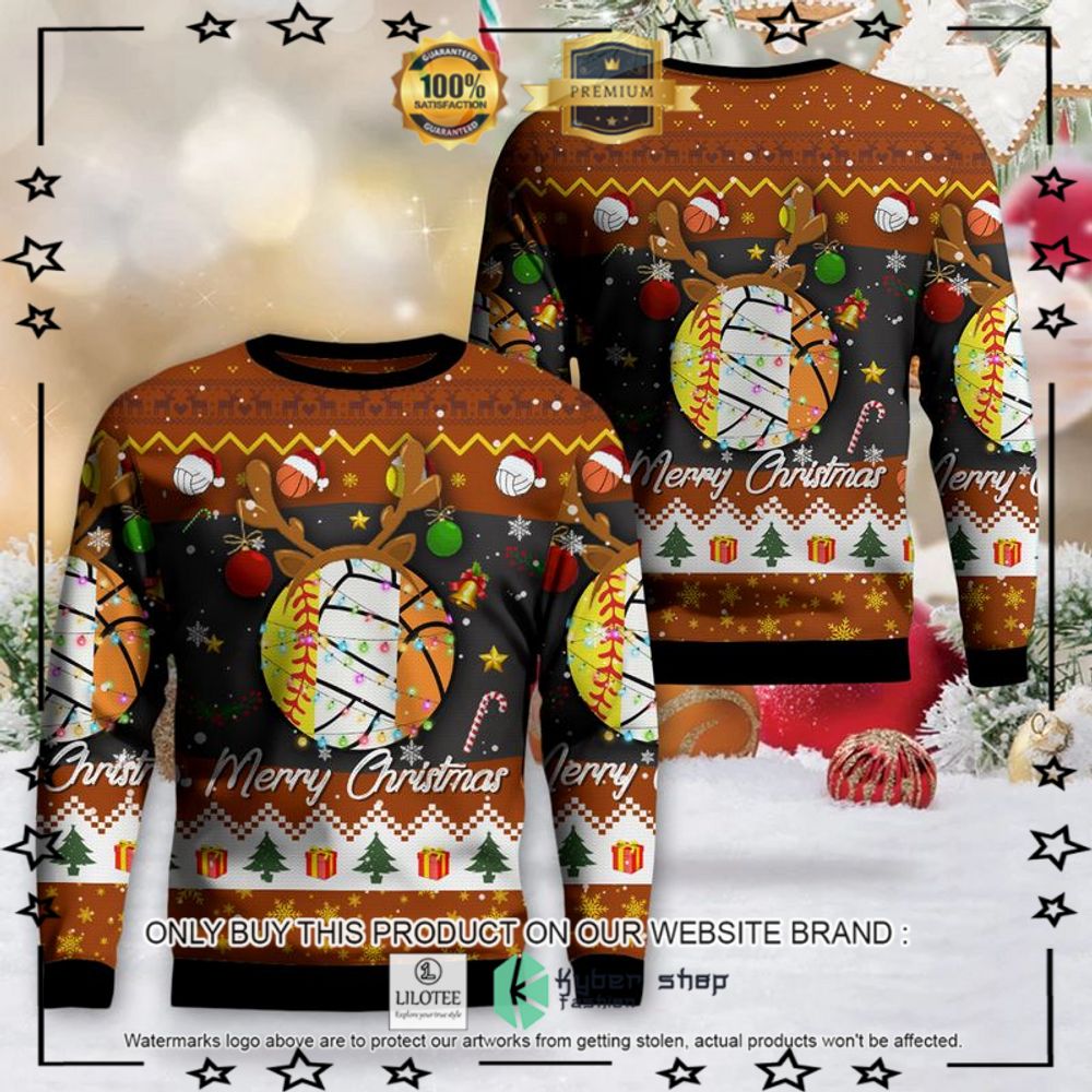 softball volleyball basketball christmas sweater 1 74007