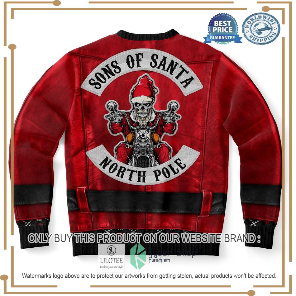 sons of santa north pole santa jacket ugly christmas sweater 2 61382