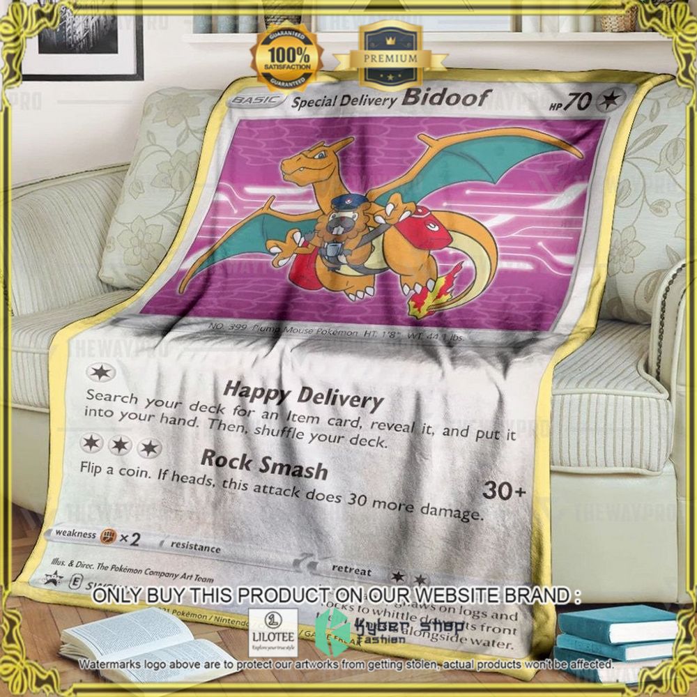 Special Delivery Bidoof Custom Pokemon Soft Blanket - LIMITED EDITION 7