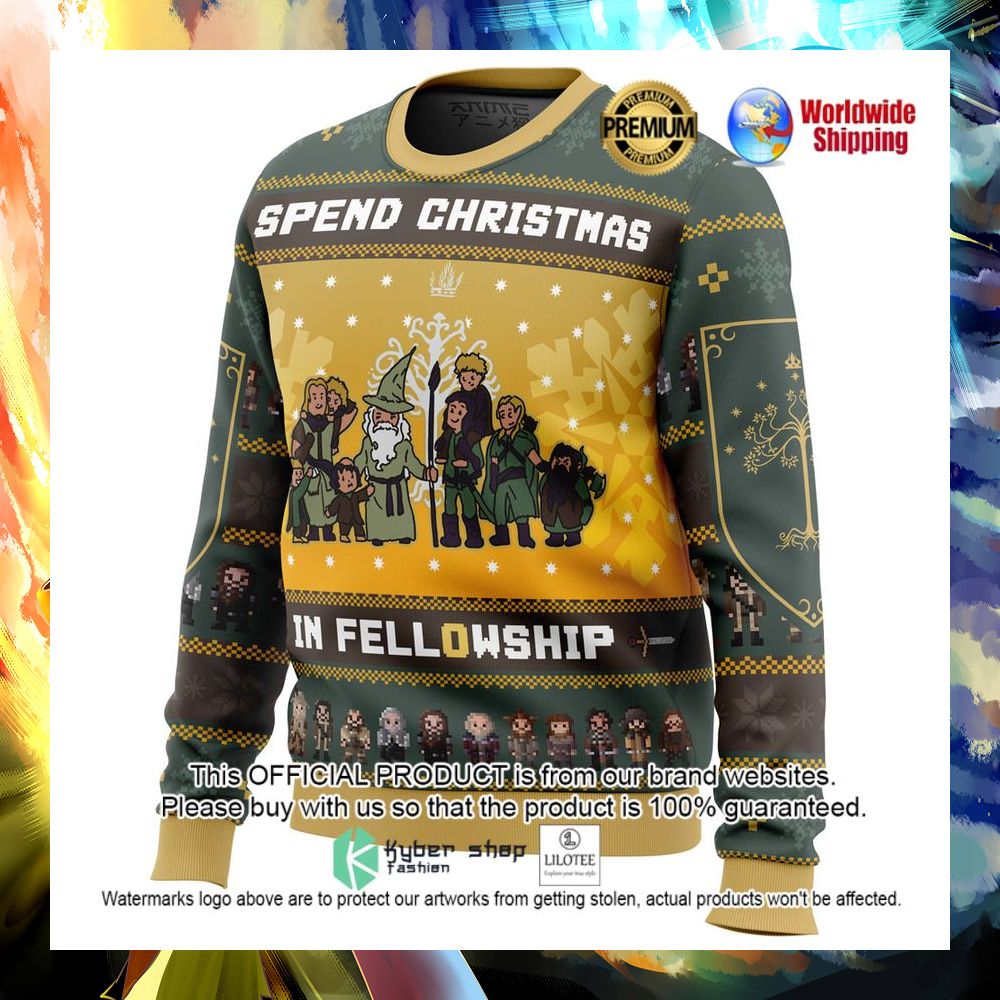 spend christmas in fellowship the lord of the rings christmas sweater 1 335