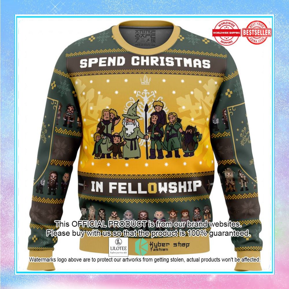spend christmas in fellowship the lord of the rings christmas sweater 1 492