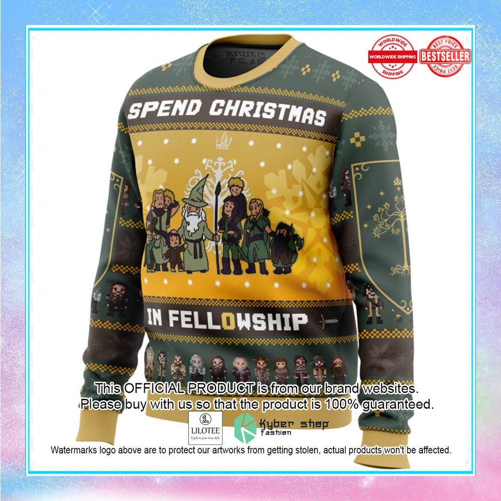 spend christmas in fellowship the lord of the rings christmas sweater 2 38