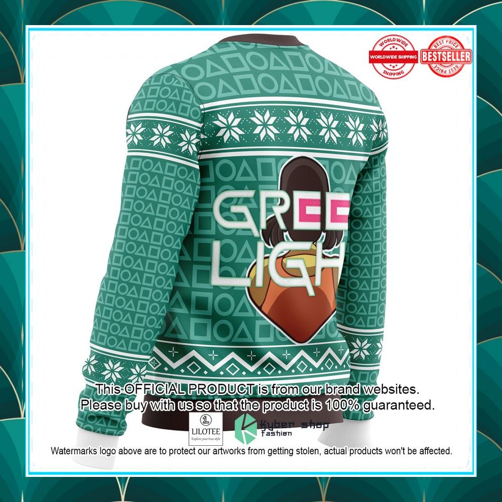 squid game red light green light doll christmas sweater 4 493