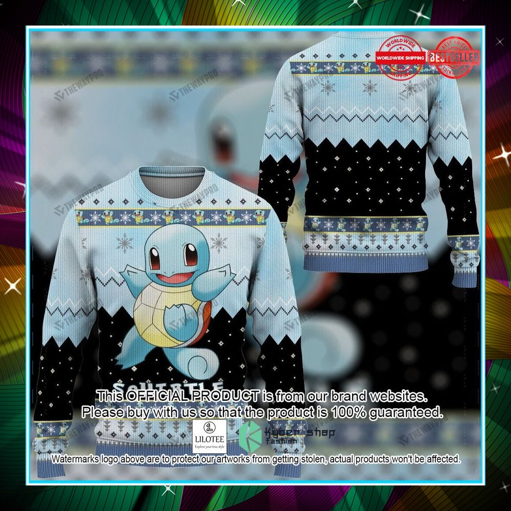 squirtle blue black christmas sweater 1 844
