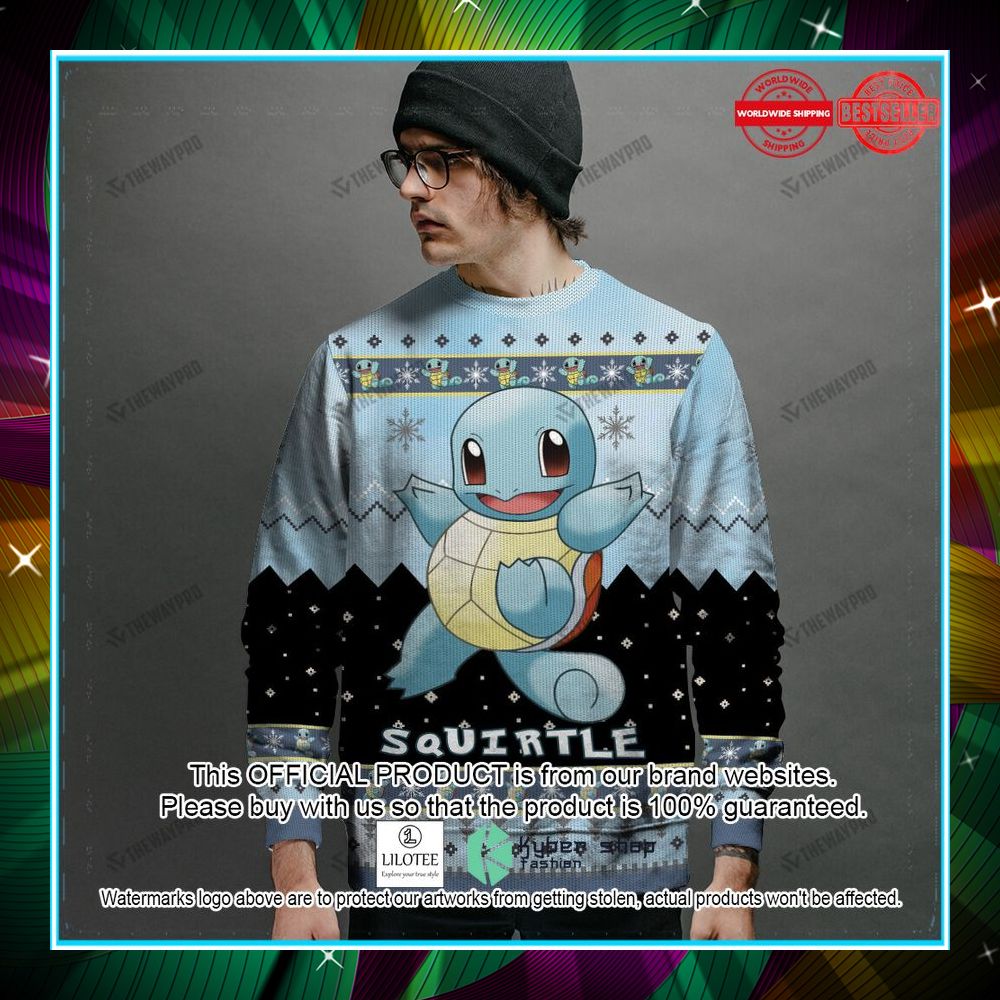 squirtle blue black christmas sweater 2 205