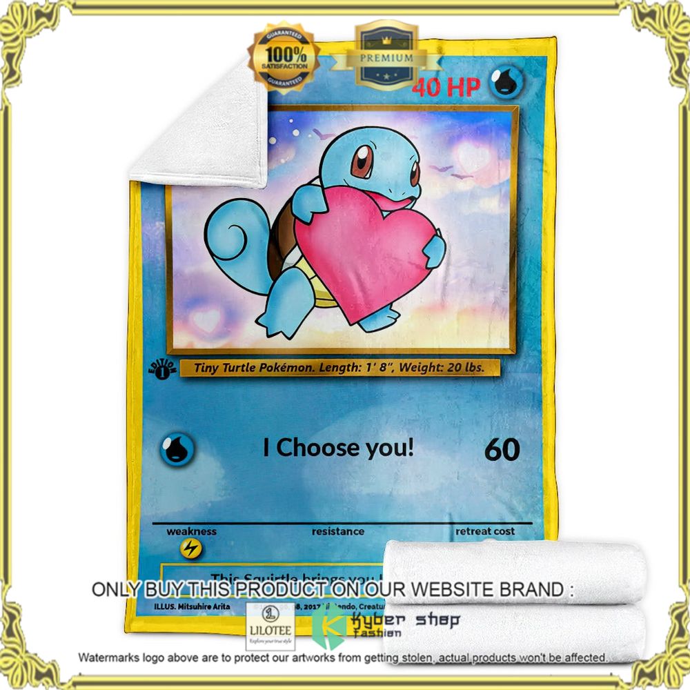 Squirtle I Choose You Custom Pokemon Soft Blanket - LIMITED EDITION 4 Squirtle I Choose You Custom Pokemon Soft Blanket - LIMITED EDITION - Image 4