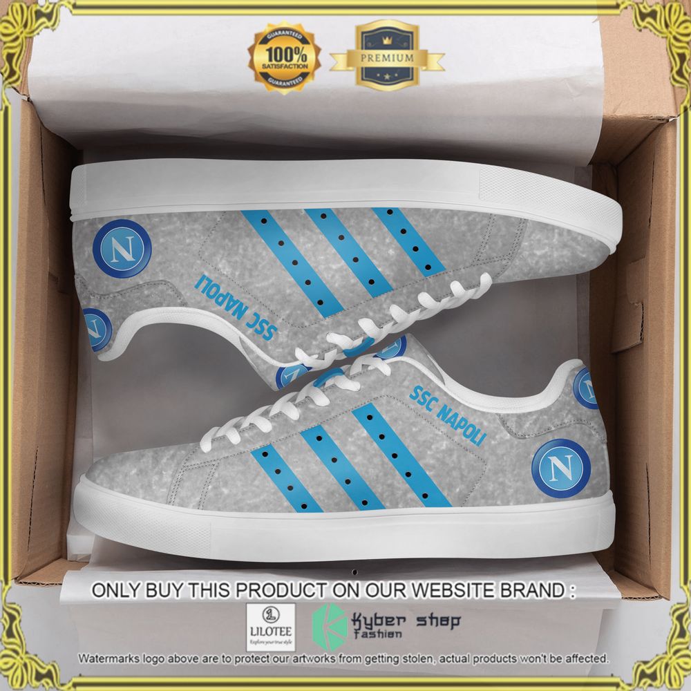 SSC Napoli FC Light Grey Stan Smith Low Top Shoes - LIMITED EDITION 4