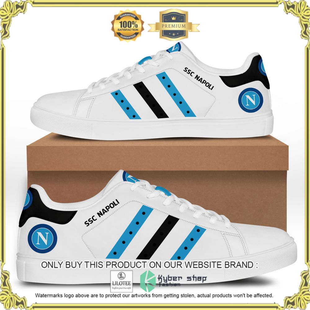 SSC Napoli FC White Logo Stan Smith Low Top Shoes - LIMITED EDITION 4