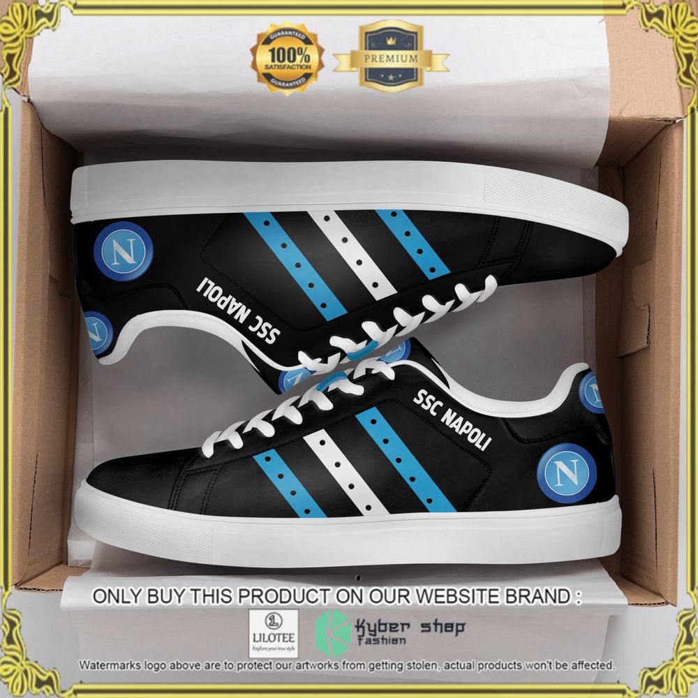 SSC Napoli Football Club Black Color Stan Smith Low Top Shoes - LIMITED EDITION 5