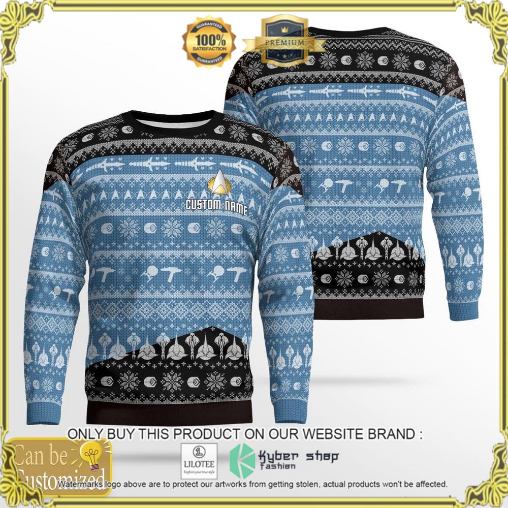 star trek blue custom name christmas sweater 1 39539