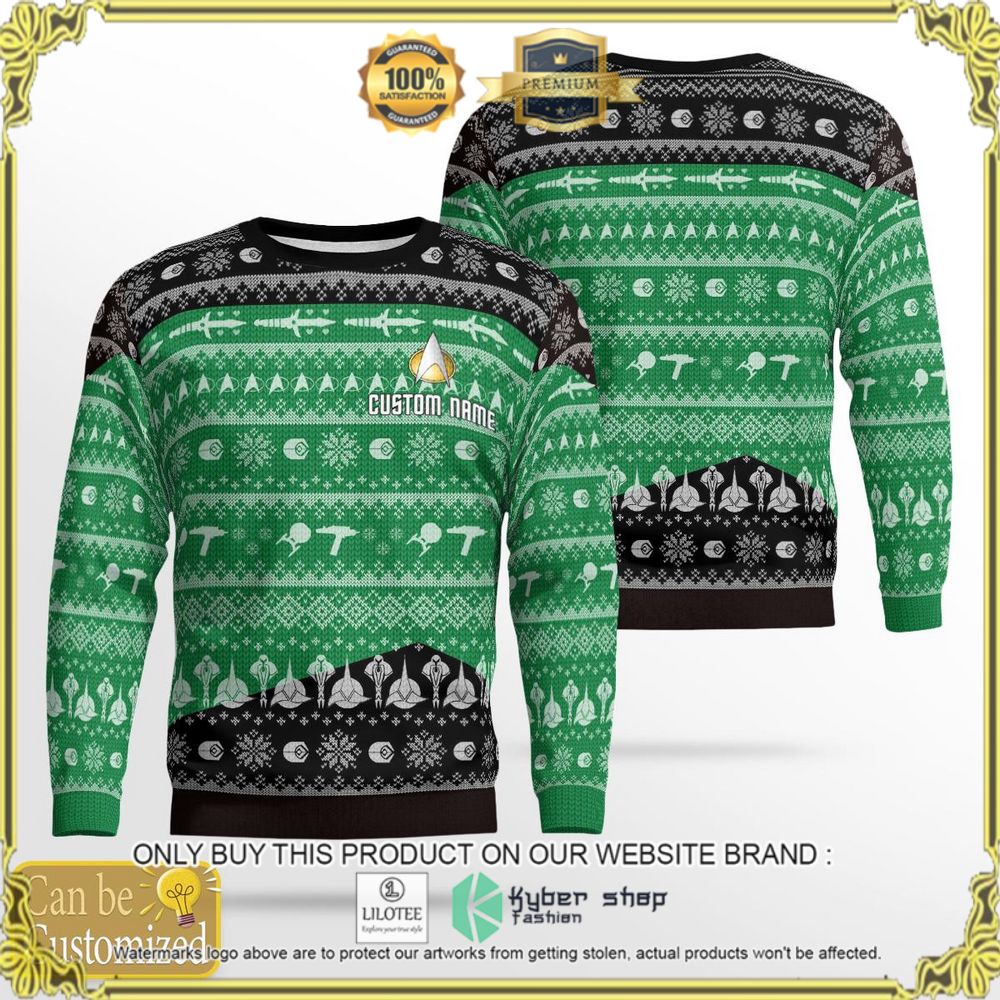 star trek green custom name christmas sweater 1 53205