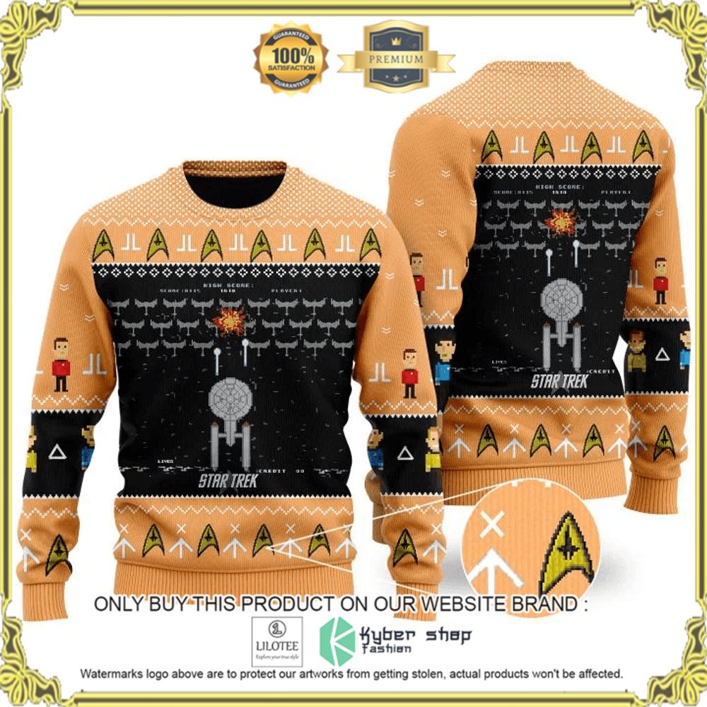 star trek orange black christmas sweater 1 32053