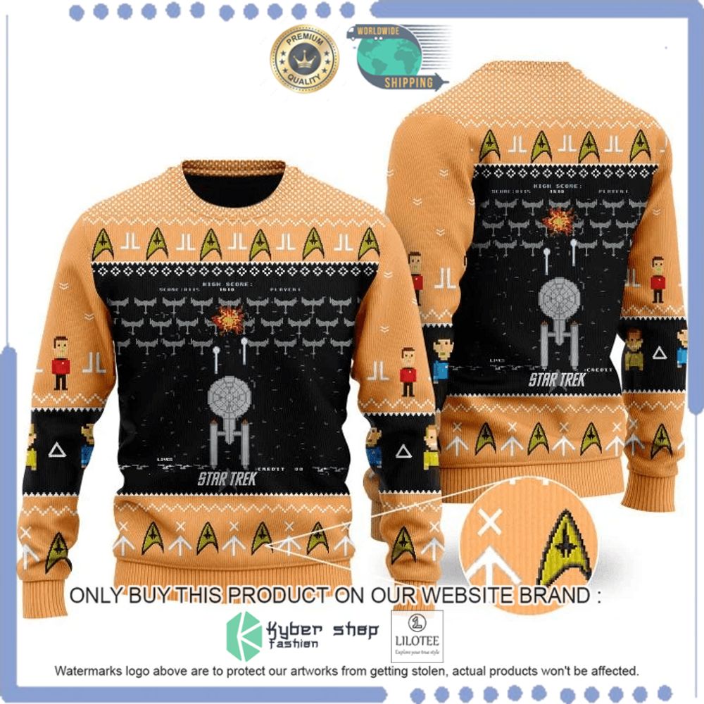 star trek orange black christmas sweater 1 69458
