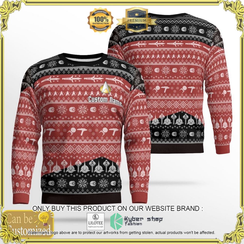 star trek red custom name christmas sweater 1 42682