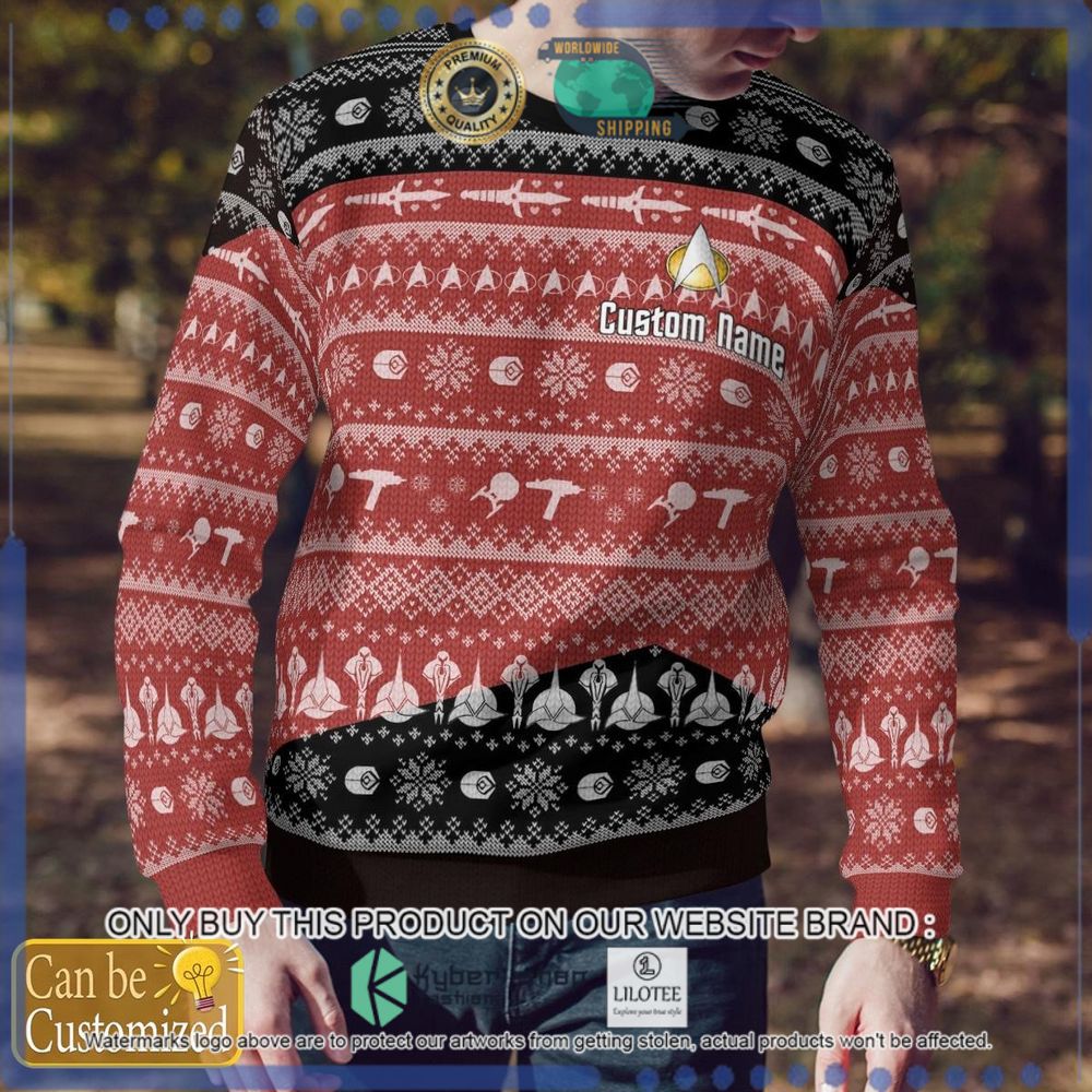 star trek red custom name christmas sweater 1 98145