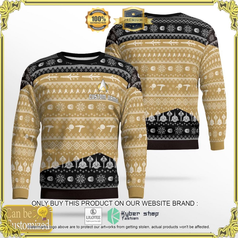star trek yellow custom name christmas sweater 1 57302